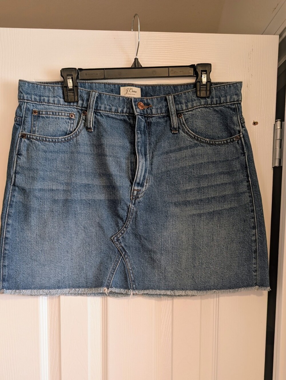 J.Crew Denim Mini Skirt with Raw Frayed Hem Size 32